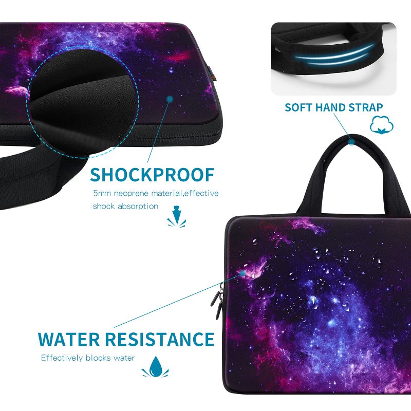 ICOLOR 11 11.6 12 12.1 12.5 inch Laptop Carrying Bag Chromebook Case Notebook Ultrabook Bag Tablet Cover Neoprene Laptop Sleeve case chromebook Sleeve with Handle Kids Boys Girls Blue Galaxy - Image 5